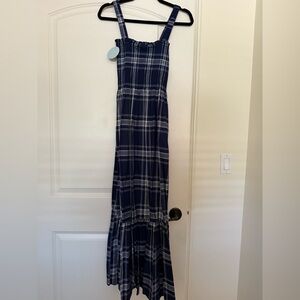 Hill House Navy and White Plaid Maxi Dress. Anjuli style. size S. NWT.